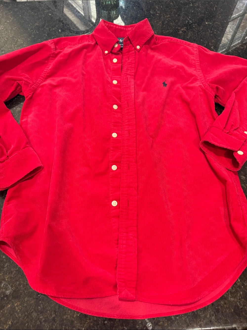 Ralph Lauren Bright Red Corduroy Button-Down Shirt